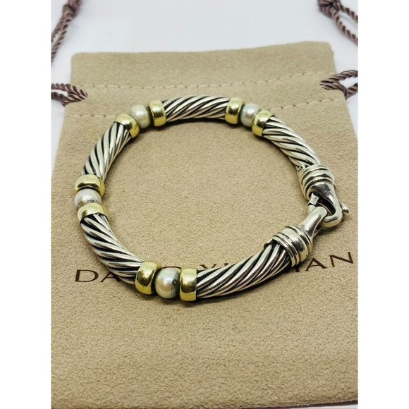 David Yurman Jewelry - David Yurman Metro Pearl 925 14K Bracelet 7mm pearl  6.75